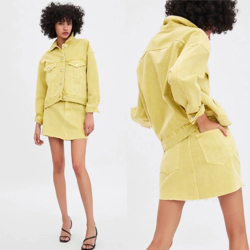 Zara Yellow/Mustard Jeans Skirt Size S